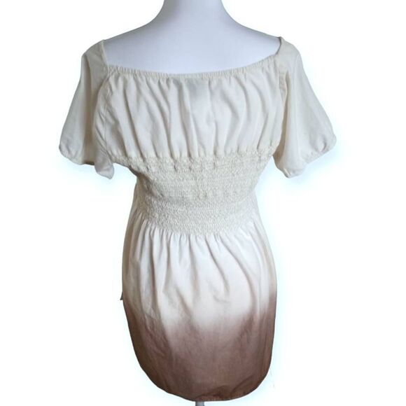 SANOMA CREAM & TAUPE SMOCKED TUNIC SZ.XL EUC - Picture 5 of 8